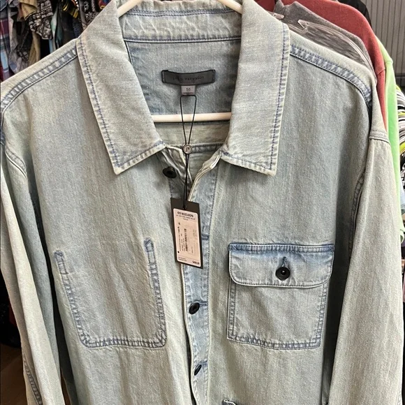 John Varvatos Men's Light Blue Denim Shirt/Chore Jacket
